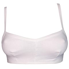 Retro 1990's Dolce & Gabbana White Ribbed Bra Crop Top