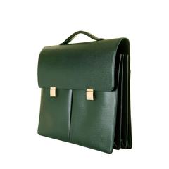 MAN GIFT! Pristine Louis Vuitton 'Tobol' Attache Case in green Taiga Leather