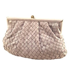 Bottega Veneta Vintage Grey Woven Leather Shoulder Bag