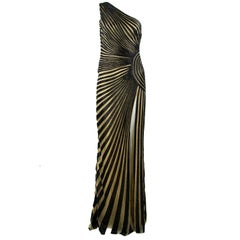 Zuhair Murad Nude & Black Beaded One Shoulder Gown - Size FR 42