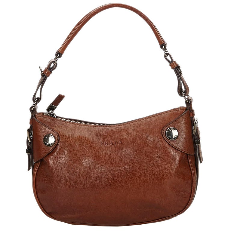 Prada Brown X Dark Leather Hobo Bag At 1stdibs Prada Brown X Dark Leather Hobo Bag For