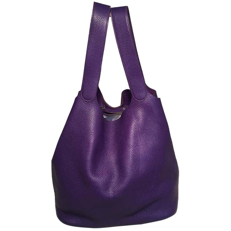 Hermes Purple Clemence Leather Picotin TGM Handbag at 1stDibs | hermes ...