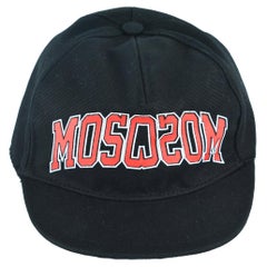 Moschino Mens Black Cotton Logo Lettering Varsity Cap