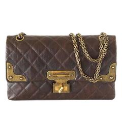 Chanel Medium Double Flap Distressed Leather Antique Brass Shanghai Bag