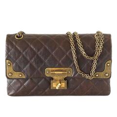 Chanel Medium Double Flap Distressed Leather Vintage Brass Shanghai Bag 