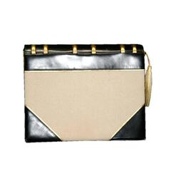 Paloma Picasso Beige Book Bag w/Black & Gold Leather-Autographed