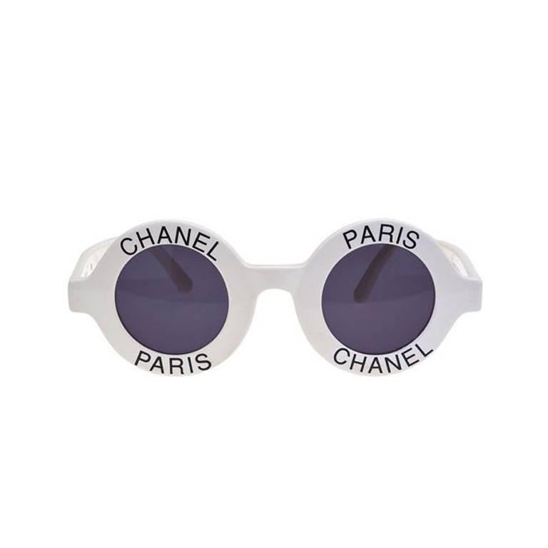 Chanel Logo Frame White Sunglasses