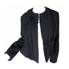 Comme des Garcons navy wool jacket with roses 9