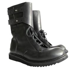 RICK OWENS Men's leather military combat zipper boots