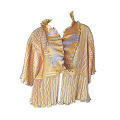 1970s Zandra Rhodes Pleated Silk Screened Jacket