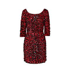 Dolce & Gabbana RED SEQUINED SILK LEOPARD PRINT DRESS 12
