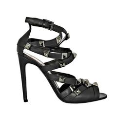 New ROBERTO CAVALLI BLACK STUDDED SANDALS 8 4