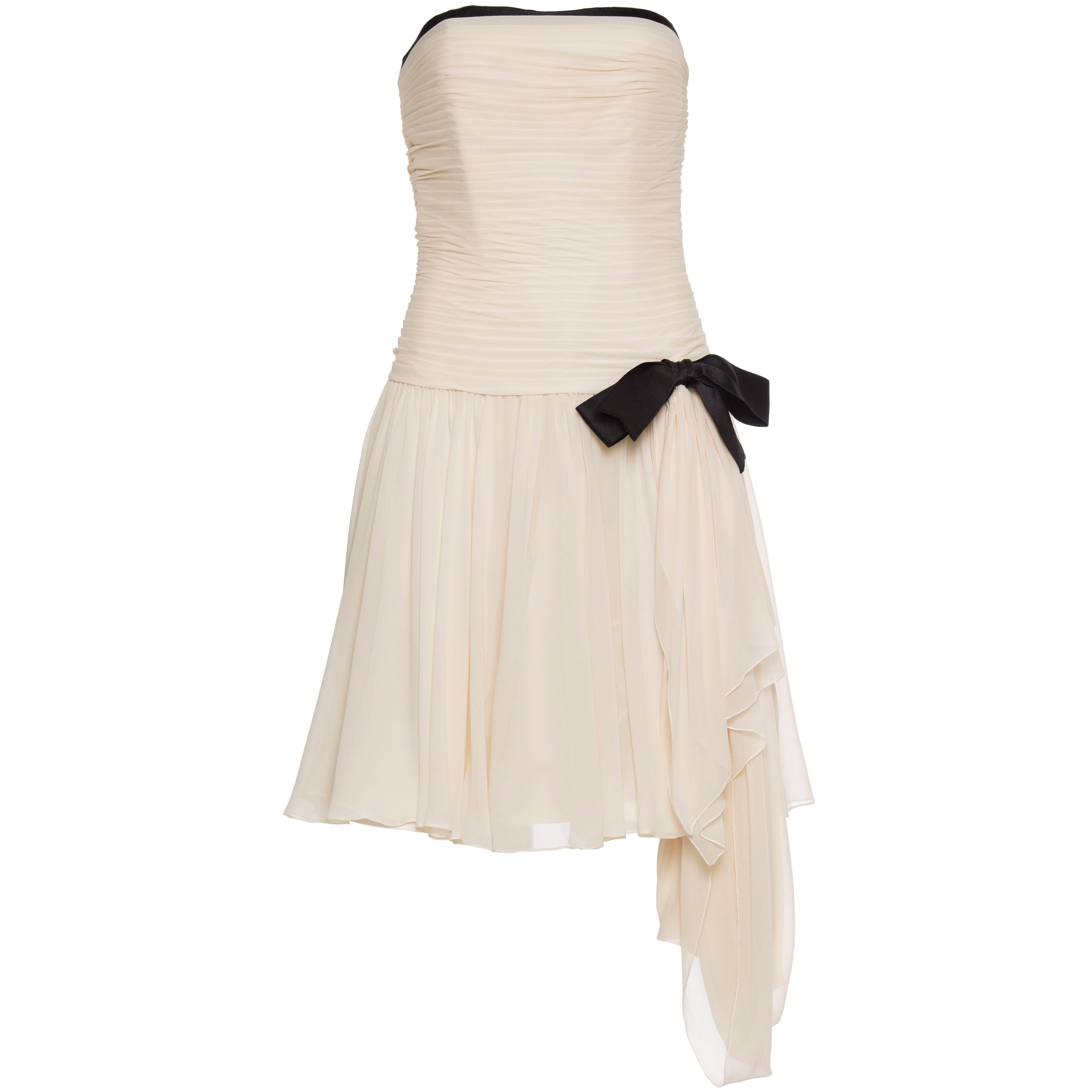 Chanel Silk Chiffon Strapless Dress, Circa 1980s