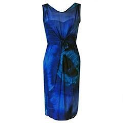 1968 Pierre Balmain Haute-Couture Watercolor Abstract-Print Silk Cocktail Dress 8
