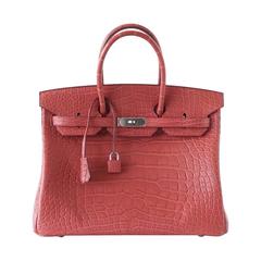 Hermes Birkin 35 Rare Rose Indienne Matte Alligator Palladium Hardware