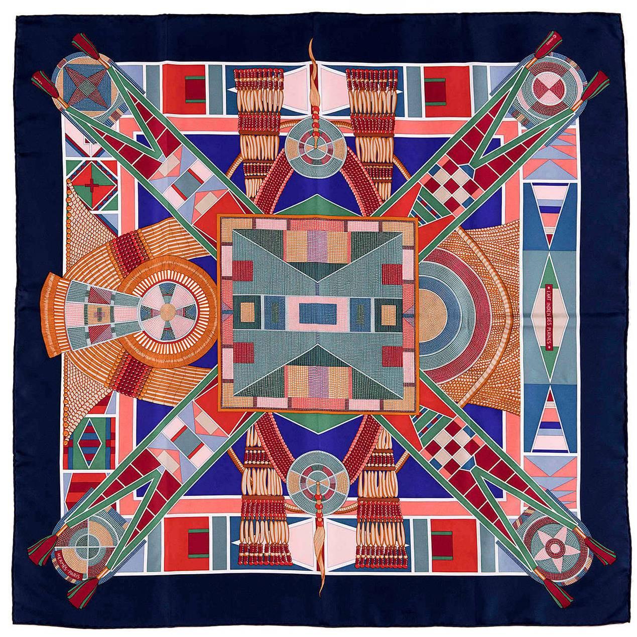 WOW Hermes Silk Scarf L'Art Indien des Plaines by Sophie Koechlin For Sale