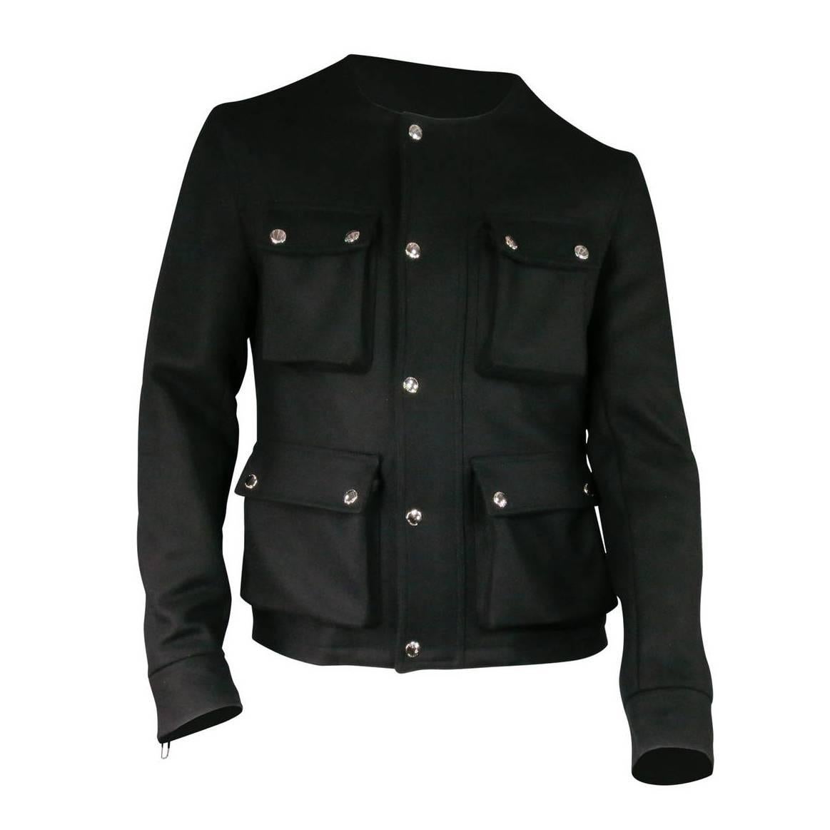 2013's GIVENCHY Men's 38 Wool Blend Motorcycle Black Jacket