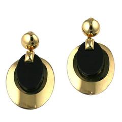 Christian Dior Gold Disc and Bakelite Mod Earrings