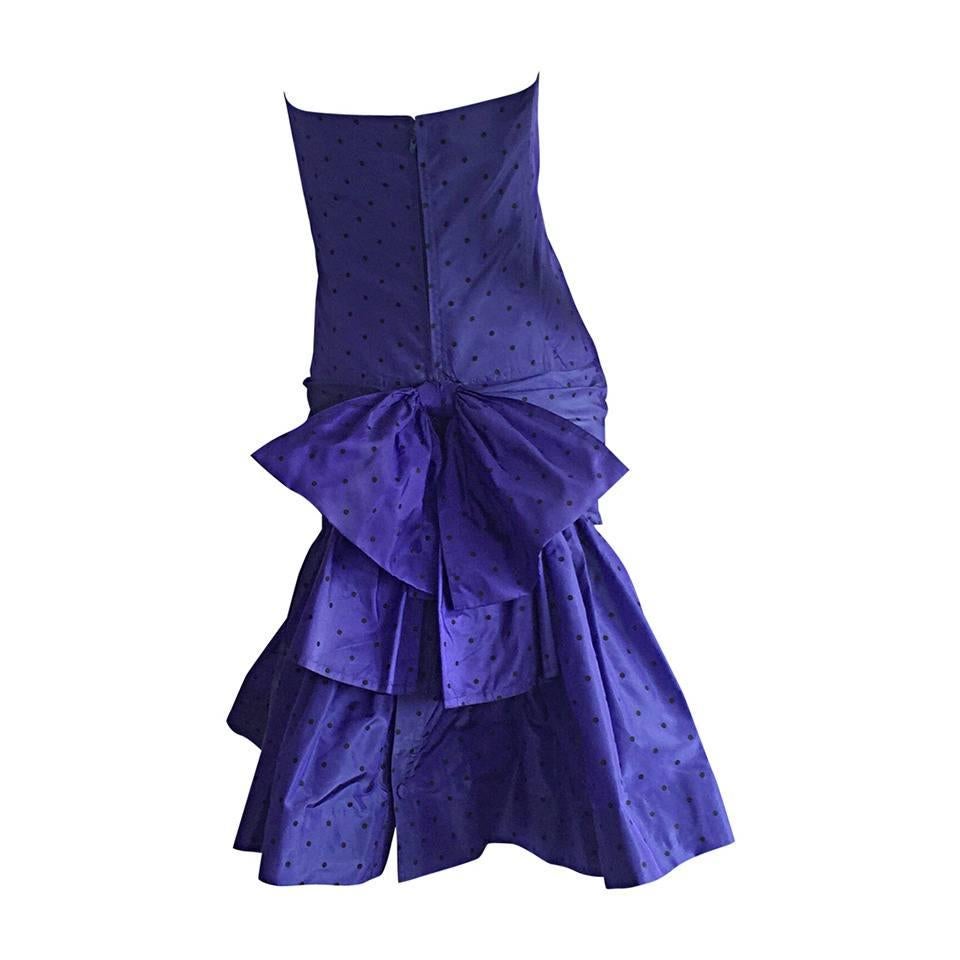 Incredible Vintage Angelo Tarlazzi Paris Royal Blue Polka Dot Avant Garde Dress