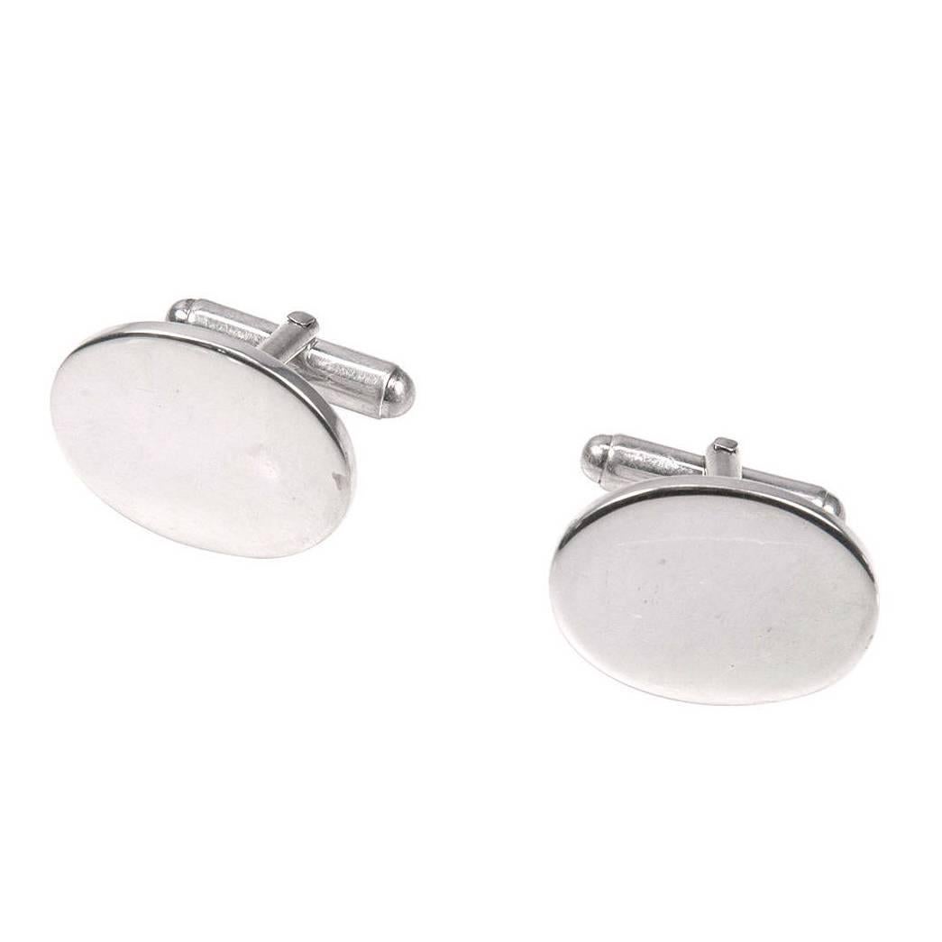 Tiffany & Co. Classic Sterling Silver Cufflinks For Sale