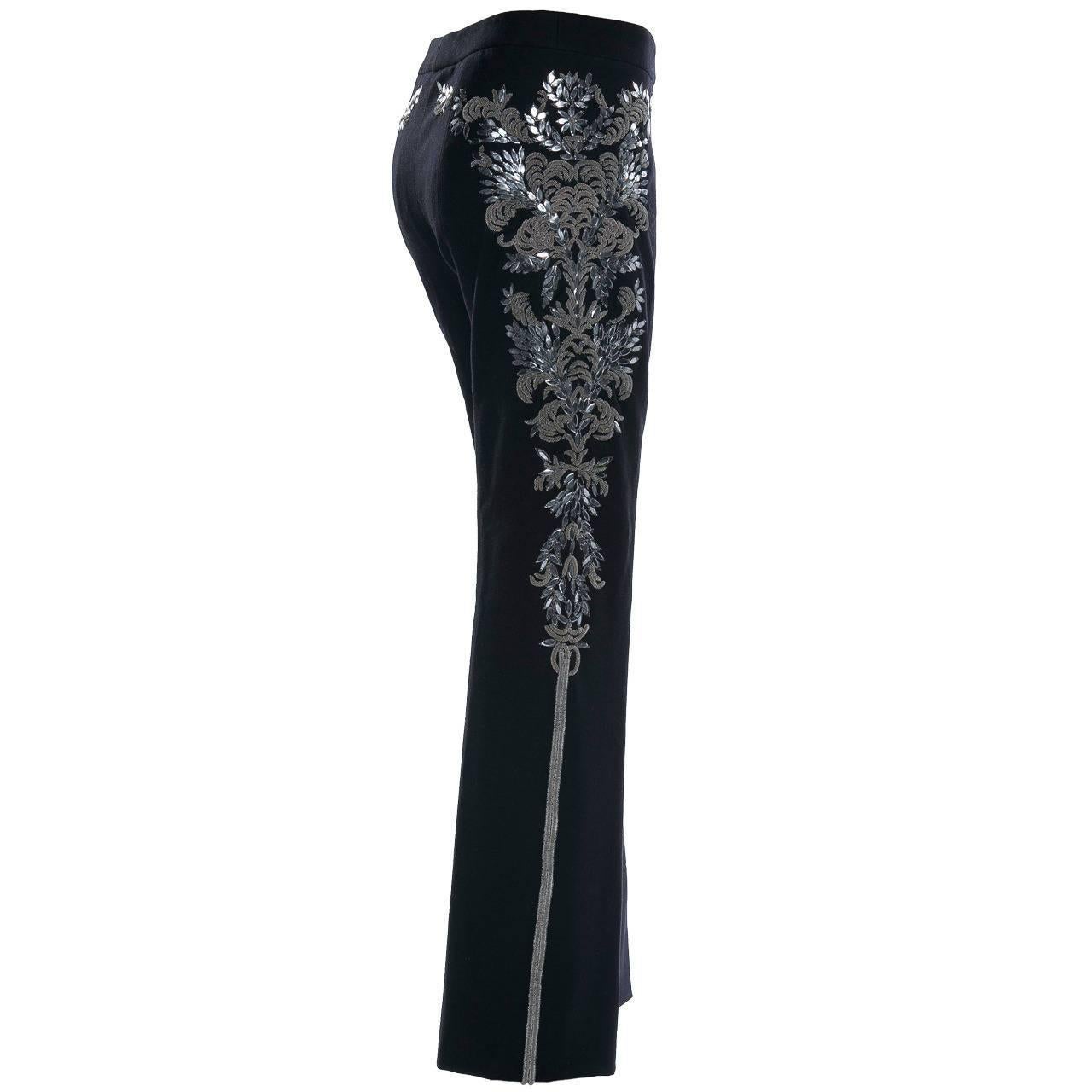 Alexander McQueen Black Embroidered Wool Pants, Autumn - Winter 2006