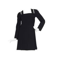 Vintage 1980s Gianni Versace Couture Wool Little Black Dress