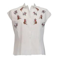 1950s Cats & Dogs 1950s embroidered blouse 8