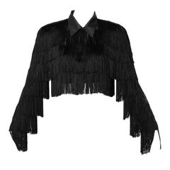 Norma Kamali Omo Vintage 1980s Black Fringe Jacket