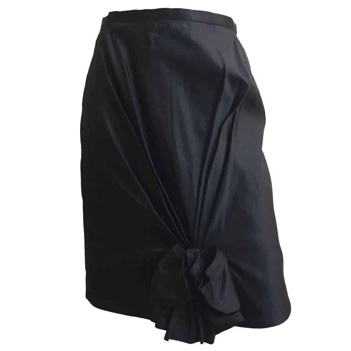 Bill Blass Black Silk Size 4 Evening Skirt, 1970s  For Sale