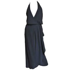 1970s Halston American Hustle Plunge Wrap Halter Dress 7