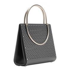 Wendy Stevens One of a Kind Handmade Bluish Gray Steel Charcoal Leather Bag 2
