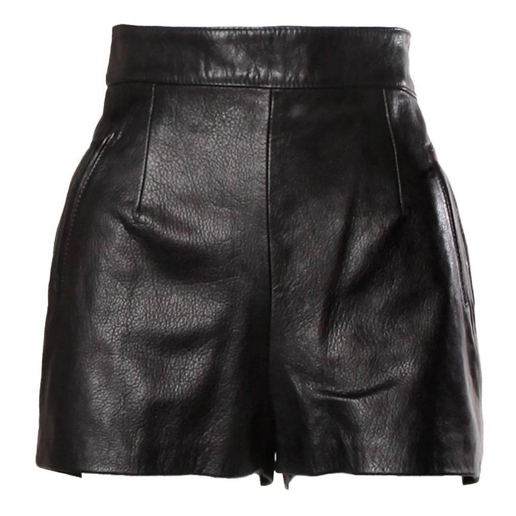 Moschino Vintage Black Leather High Waisted Shorts at 1stDibs | high ...