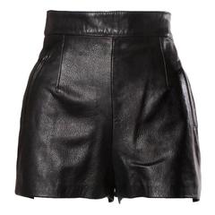 Moschino Vintage Black Leather High Waisted Shorts 10