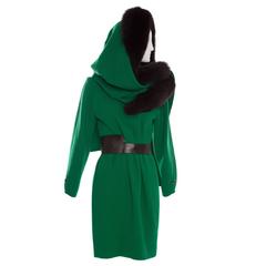 Nina Ricci Haute Couture Wool Dress Shawl With Black Sable Trim, Circa 1980's 1