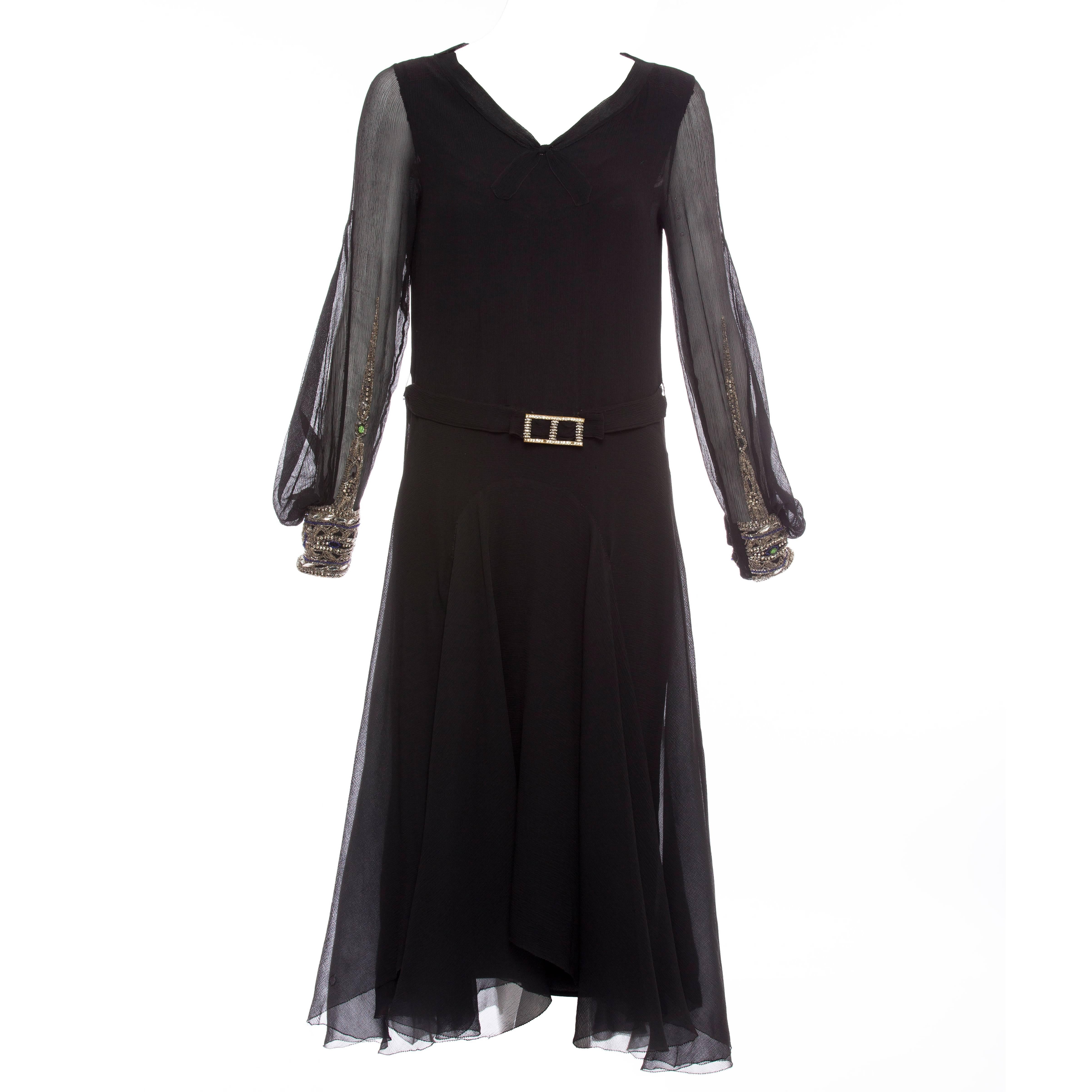 Circa 1930's Silk Chiffon Dress  For Sale