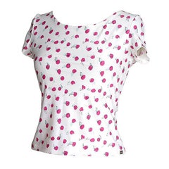 CHANEL 99S Top Small Abstract Pink Roses SO Charming 40 / 6 8