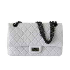 CHANEL Bag 225 Small Chalk White Distressed Leather Double Flap 2