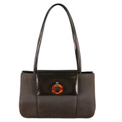 Christian Dior Vintage Brown Nylon Top Handles Handbag