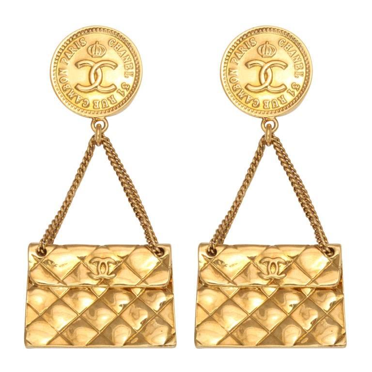 Chanel quilted bag 2.55 motif earrings For Sale