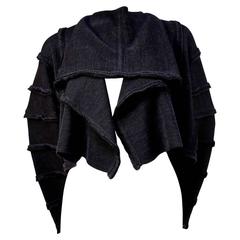 1980's ISSEY MIYAKE charcoal draped sweater 3