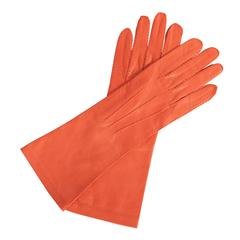 Chanel Red/Orange Lambskin Gloves, Never Worn 10