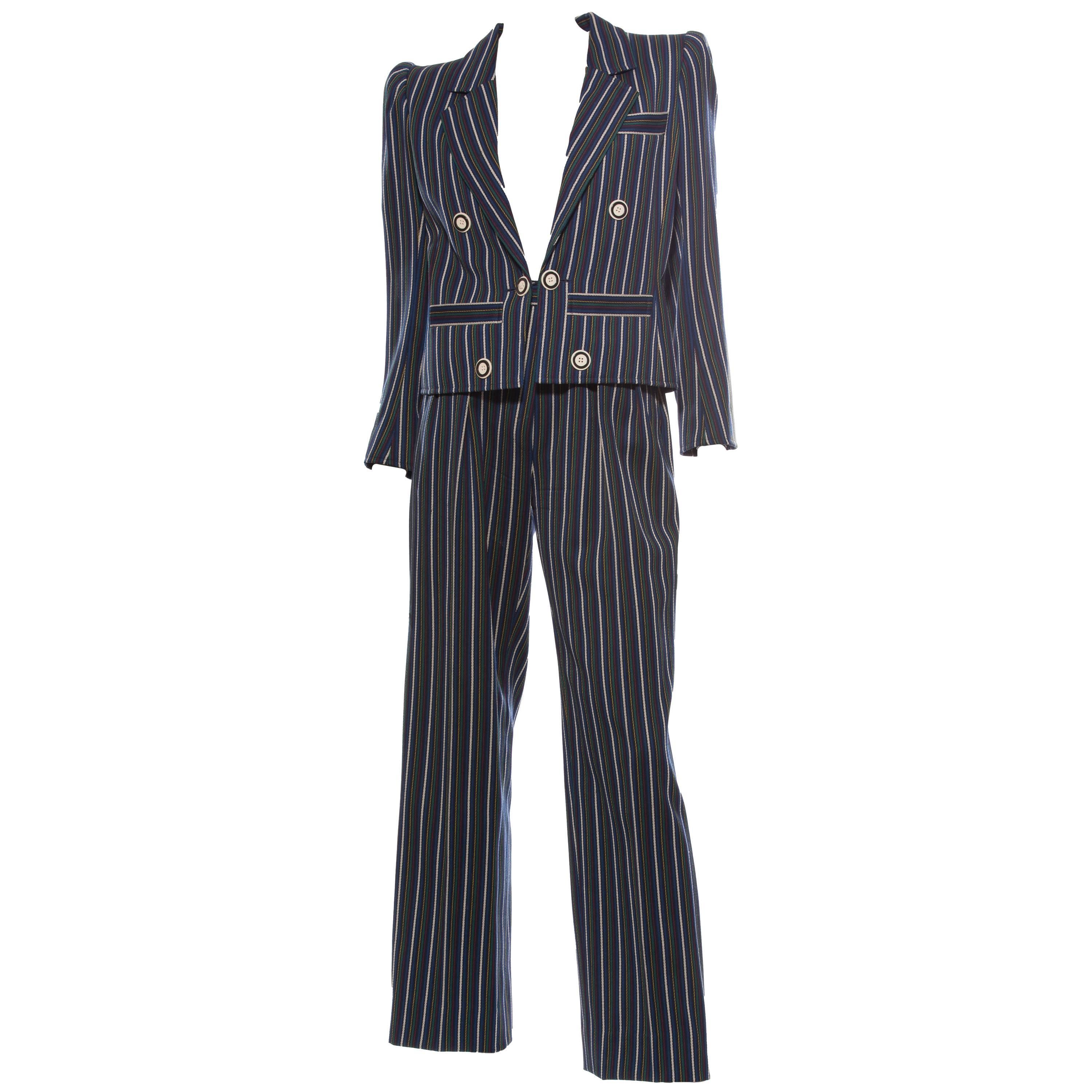 Yves Saint Laurent Rive Gauch Double - Breasted Pant Suit, Circa 1980's