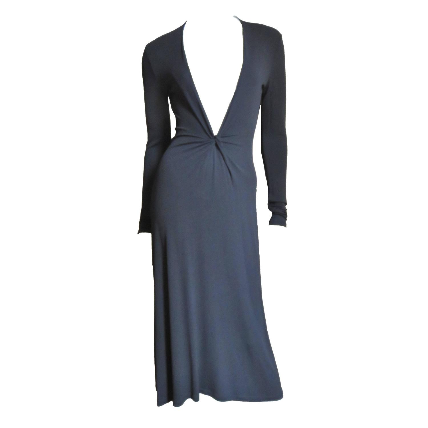 Celine Silk Deep Plunge Decolletage Dress at 1stdibs
