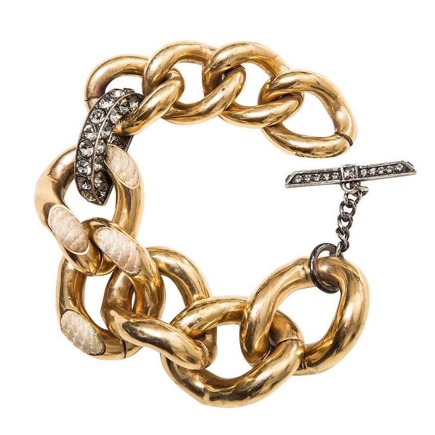 Alber Elbaz  Lanvin Brass Chain Bracelet With Rope Detail And Swarovski Crystals
