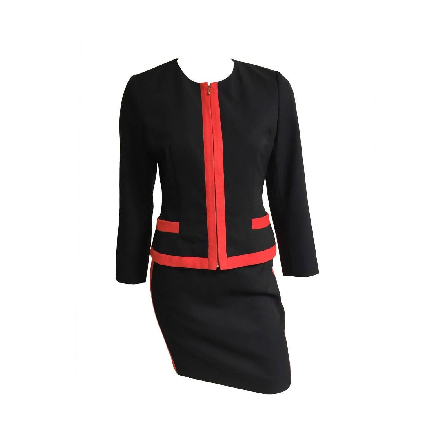 Lolita Lempicka Paris Black Wool Skirt Suit Size 4. For Sale