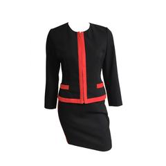 Lolita Lempicka Paris 80s Black Wool Skirt Suit Size 4. 6