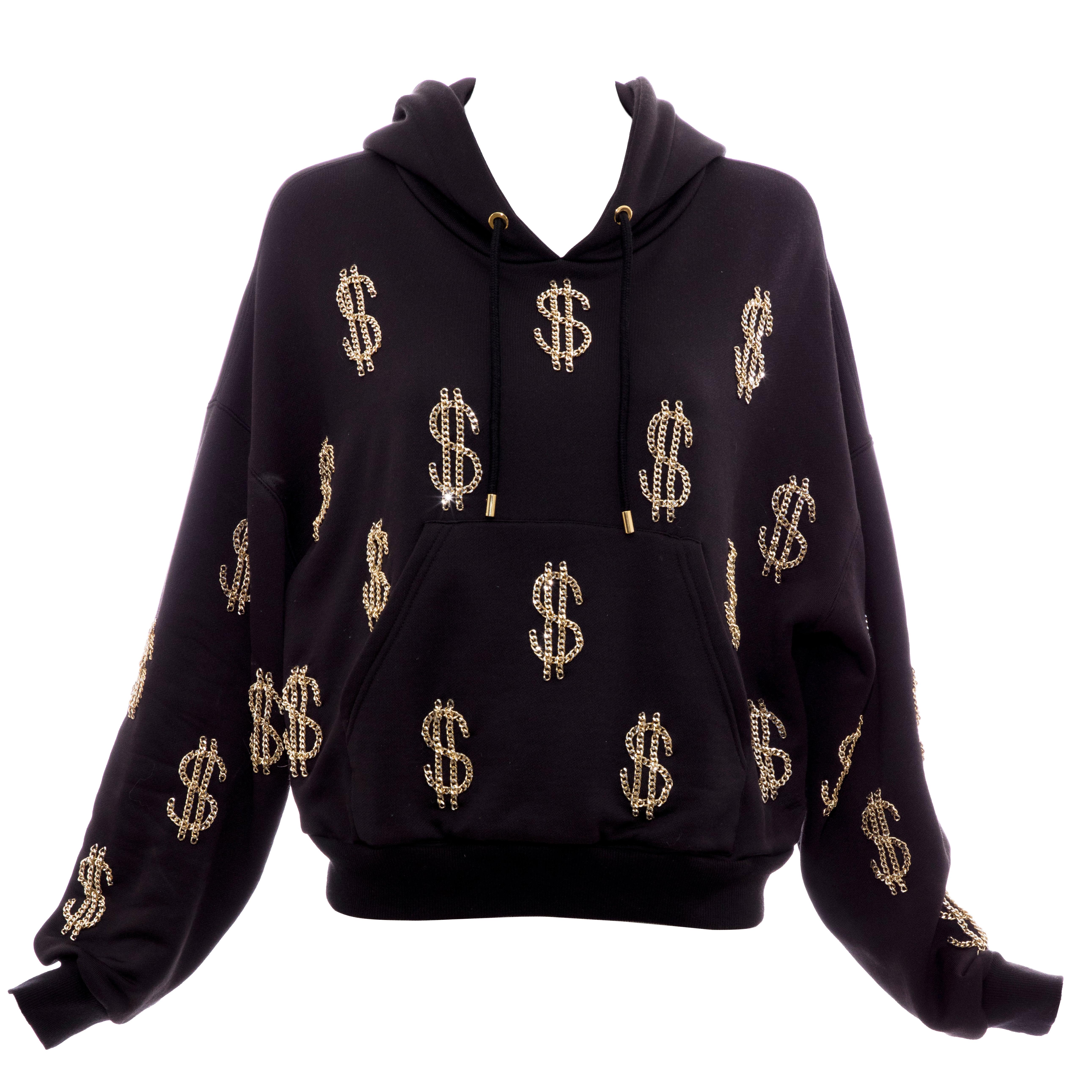 Moschino Couture Hoodie With Chain-Link Dollar Sign Appliques