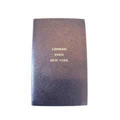 New-Vintage Black Leather Smythson London, Paris, New York Address Book
