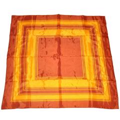 Vintage Golden Brown and Gold Abstract Silk Scarf