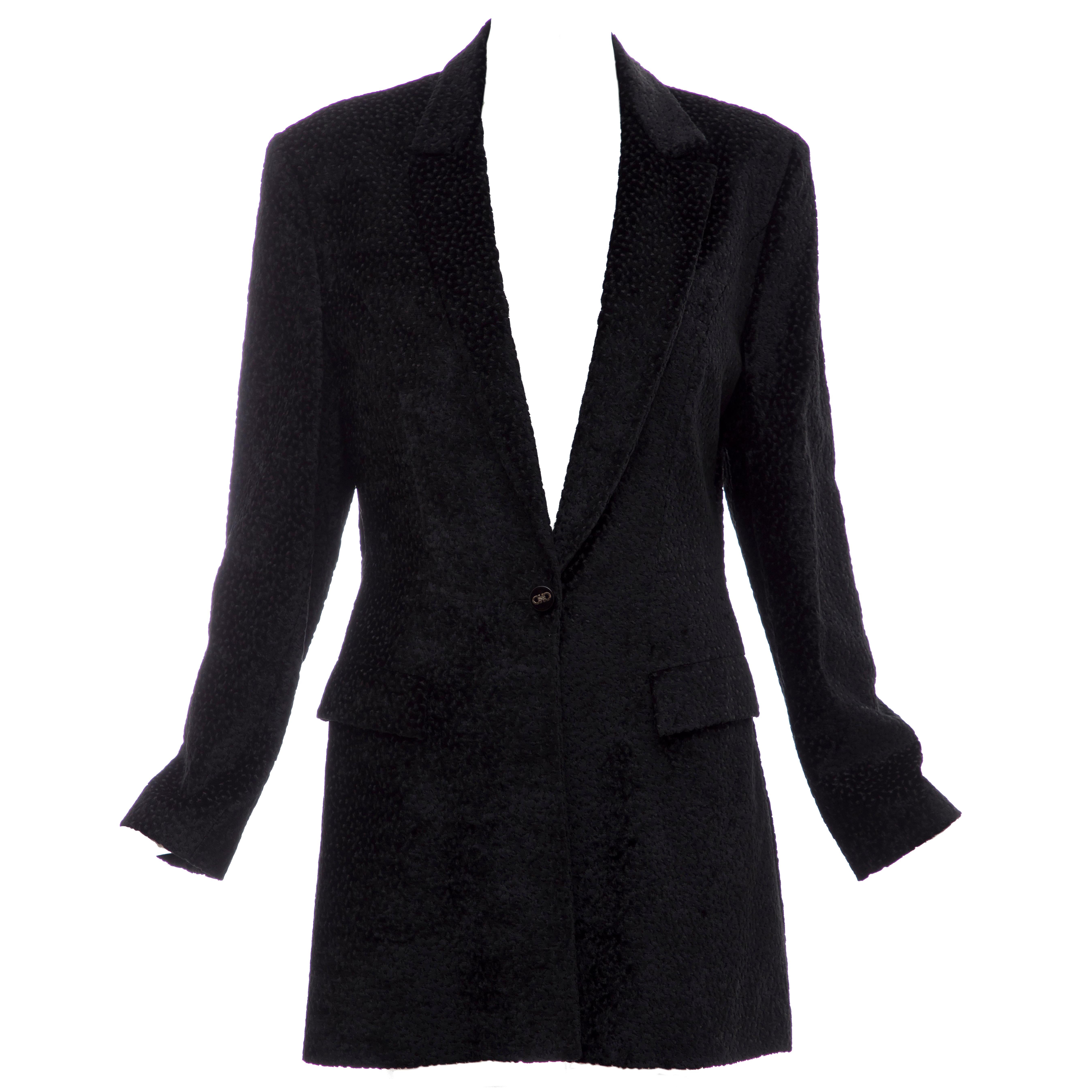 Salvatore Ferragamo Black Flecked Velvet Blazer, Circa: 1990's For Sale
